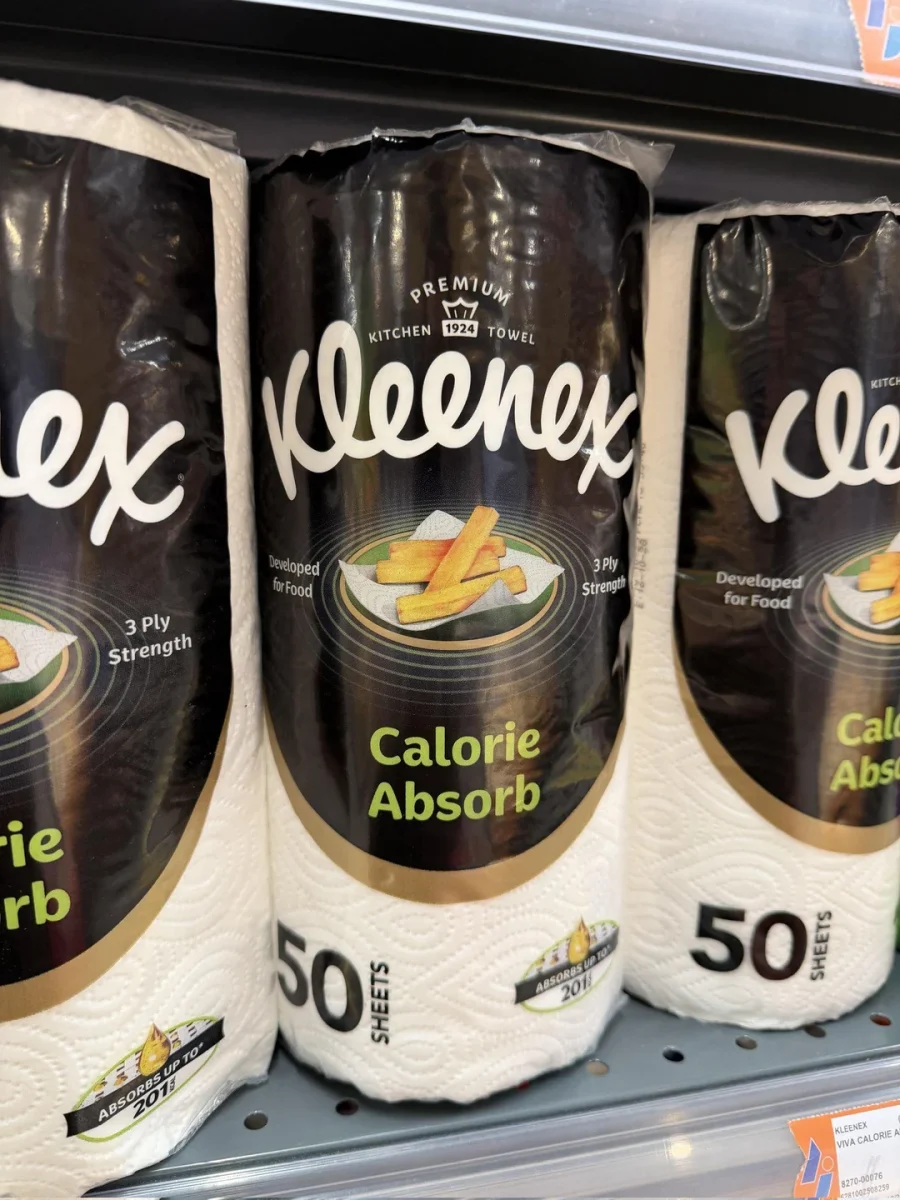 Kuchynské utierky Kleenex Calorie Absorb, 3-vrstvové, 50 útržkov, určené na absorpciu oleja z jedál.