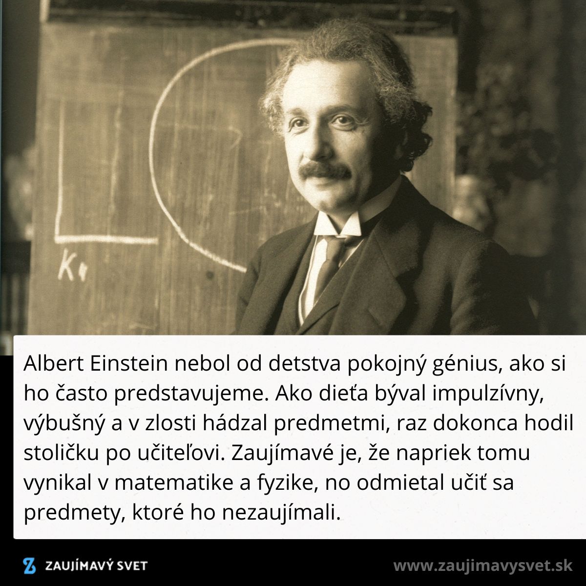Geniálny vedec pri tabuľke, kde sa dotýka fyziky a matematiky.